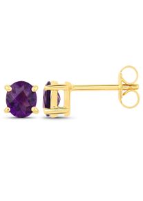 VIRA JEWELS Damen Paar Ohrstecker "925-Sterling Silber vergoldet Glänzend Amethyst violett", ONE-SIZE, 1,1 ct, Silber 925 (Sterlingsilber), gelb,