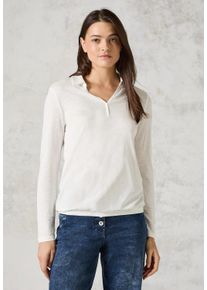 Cecil Damen Langarmshirt, weiß, casual, Gr. XXL, unifarben, Web, Stoff, 50% Baumwolle, 50% Modal , Shirts, mit Elastiksaum
