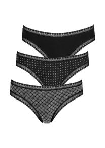 Lascana Damen Brasilslip, Gr. 32, schwarz, Jersey, Obermaterial: 95% Baumwolle, 5% Elasthan. Spitze: 90% Polyamid, 10% Elasthan, bedruckt, unifarben,
