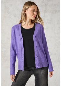 Cecil Damen Cardigan, lila, casual, Gr. L, unifarben, Web, 37% Baumwolle, 34% Polyacryl, 26% Polyester, 3% Elasthan, Strickjacken, mit Knopfleiste