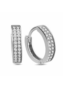 dKeniz Damen Paar Creolen "925/- Sterling Silber Pave", ONE-SIZE, Silber 925 (Sterlingsilber), silber, Silber 925 (Sterlingsilber), Ohrringe