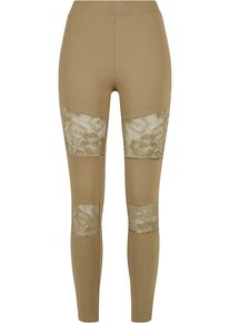 Urban Classics Damen Leggings "Urban Classics Damen Ladies Laces Inset Leggings", grün, Gr. XS, unifarben, 94% Baumwolle, 6% Elasthan, Hosen