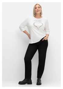 sheego Damen Stretch-Jeans "Große Größen", schwarz, casual, Gr. 22, unifarben, Obermaterial: 81% Baumwolle, 17% Polyester, 2% Elasthan, Jeans, mit