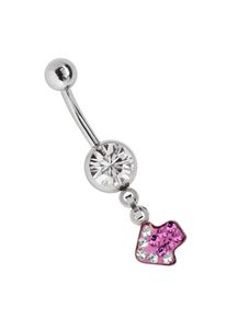 Adelia´s ADELIA ́S Damen Bauchnabelpiercing "Piercing Bauchnabelpiercing", rosa, Chirurgiestahl, Piercings, Banane mit 8 mm Zirkoniakugel in klar