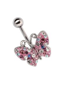 Adelia´s ADELIA ́S Damen Bauchnabelpiercing "Piercing Bauchnabelpiercing", rosa, Titan, Piercings, Mit vielen kleinen Steinen in verschiedenen Farben verziert