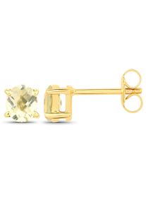 VIRA JEWELS Damen Paar Ohrstecker "925-Sterling Silber vergoldet Glänzend Lemonquartz gelb", ONE-SIZE, 1,22 ct, Silber 925 (Sterlingsilber), gelb,