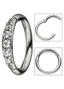 Jobo Damen Nasenpiercing, silber, Edelstahl, Piercings, Segmentring Edelstahl mit Kristallsteinen