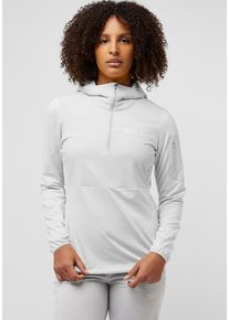 Jack Wolfskin Damen Kapuzenpullover "PRELIGHT TRAIL HOODY W", grau, Gr. L, Obermaterial: 84% Polyester, 16% Elastan, Pullover