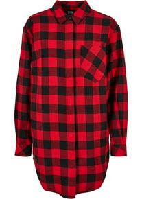 Urban Classics Damen Shirtkleid "Urban Classics Damen Ladies Oversized Check Flannel Shirt Dress", schwarz, casual, Gr. XS, 100% Baumwolle, Kleider