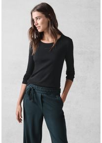 Cecil Damen Langarmshirt, schwarz, casual, Gr. L, unifarben, Web, 100% Baumwolle, Shirts, aus reiner Baumwolle