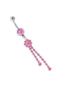 Adelia´s ADELIA ́S Damen Bauchnabelpiercing "Piercing Bauchnabelpiercing", rosa, Chirurgiestahl, Piercings, Zirkoniakugel mit Ketten Blumen Stein Anhänger