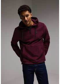 Street One MEN Herren Sweatshirt, rot, casual, Gr. L, unifarben, Web, Sweatware, 98% Baumwolle, 2% Elasthan, Sweatshirts, mit Kängurutasche