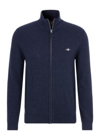 Gant Herren Strickjacke "EXTRAFINE LAMBSWOOL ZIP CARDIGAN", blau, casual, Gr. S, Strick, Obermaterial: 90% Wolle, 10% Polyamid, Strickjacken, mit