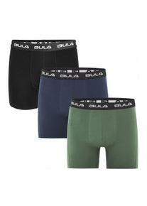BULA Herren Boxershorts "Frame", Gr. L, schwarz, 95% Baumwolle, 5% Elasthan, mehrfarbig, Unterhosen, im 3er-Pack mit Flatlock-Nähten
