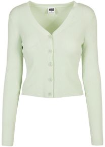Urban Classics Damen Strickjacke "Urban Classics Damen Ladies Short Rib Knit Cardigan", grün, Gr. XL, unifarben, 35% Polyacryl, 35% Viskose, 30%