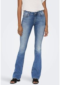Only Damen Bootcut-Jeans "ONLBLUSH MID FLARED DNM TAI467 NOOS", blau, modisch, Gr. M, Abriebeffekte, Denim/Jeans, Obermaterial: 92% Baumwolle, 6%