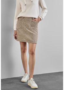 Street One Damen Minirock, braun, casual, Gr. 42, gemustert, Stoff, 100% Polyester, Röcke, mit Reißverschluss und Taschen