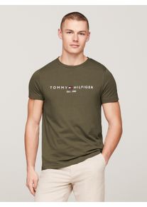 Tommy Hilfiger Herren T-Shirt "TOMMY LOGO TEE", grün, casual, Gr. XXXL, unifarben, bedruckt, Jersey, Obermaterial: 100% Baumwolle, Shirts, aus