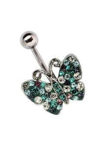 Adelia´s ADELIA ́S Damen Bauchnabelpiercing "Piercing Bauchnabelpiercing", blau, Titan, Piercings, Mit vielen kleinen Steinen in verschiedenen Farben verziert