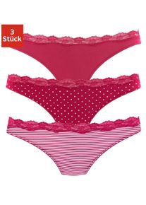 Lascana Damen String, Gr. 32, rot, Obermaterial: 95% Baumwolle, 5% Elasthan. Spitze: 87% Polyamid, 13% Elasthan, unifarben, gestreift, gepunktet,