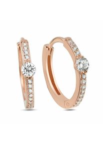 dKeniz Damen Paar Creolen "Creolen Solitär 925/- Sterling Silber rosévergoldet", ONE-SIZE, Silber 925 (Sterlingsilber), rosa, Silber 925