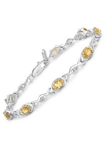 VIRA JEWELS Damen Armband "925-Sterling Silber rhodiniert Glänzend Citrin orange", 19cm, Silber 925 (Sterlingsilber), weiß, Silber 925