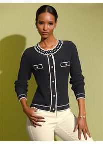CRÉATION L CREATION L Damen Strickjacke, schwarz, Gr. 40, unifarben, 50% Baumwolle, 50% Polyacryl, Strickjacken