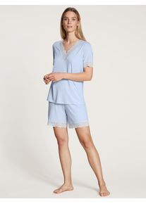 Calida Damen Shorty, Gr. XS, blau, Obermaterial: 95% Modal (TENCEL), 5% Elasthan, unifarben, leicht transparent, feminin, Homewear-Sets, mit süßem