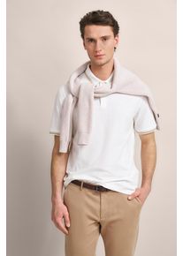 Bugatti Herren Poloshirt, weiß, casual, Gr. L, unifarben, 100% Baumwolle, Shirts, mit Kontraststreifen