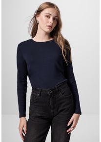 Damen Langarmshirt, blau, casual, Gr. 46, STREET ONE STUDIO, unifarben, Web, Stoff, 48% Baumwolle, 47% Modal, 5% Elasthan, Shirts, im soften
