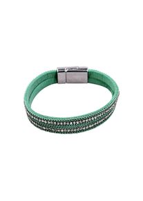 Steuer Damen Armband "Velours Armband türkis mit Strass", 19cm, Metall, grün, Metall, Armbänder