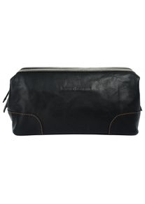 Bruno Banani Kulturbeutel, schwarz, Leder, unifarben, leicht glänzend, Taschen, echt Leder