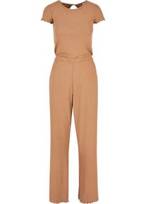 Urban Classics Damen Jumpsuit "Urban Classics Damen Ladies Rib Wid Leg Jumpsuit", grau, Gr. S, unifarben, 95% Polyester, 5% Elasthan, Overalls