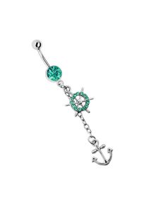 Adelia´s ADELIA ́S Damen Bauchnabelpiercing "Piercing Bauchnabelpiercing", grün, Chirurgiestahl, Piercings, Anhänger aus Pewter in Silber platiniert