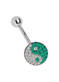 Adelia´s ADELIA ́S Damen Bauchnabelpiercing "Piercing Bauchnabelpiercing", grün, Chirurgiestahl, Piercings, 11 mm Multi-Strass-Platte mit Ying Yang