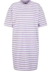 Urban Classics Damen Shirtkleid "Urban Classics Damen Ladies Oversized Striped Tee Dress", lila, klassisch, Gr. XS, 100% Baumwolle, Kleider