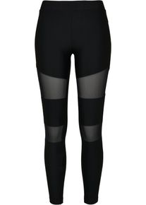 Urban Classics Damen Leggings "Urban Classics Damen Ladies Tech Mesh Rib Leggings", schwarz, Gr. XS, unifarben, 86% Polyamid, 14% Elasthan, Hosen