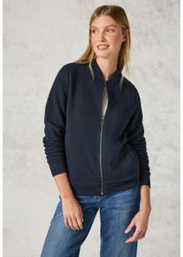 Cecil Damen Cardigan, blau, casual, Gr. XL, Strukturmuster, Stoff, 75% Polyester, 21% Viskose, 4% Elasthan , Strickjacken, mit Rundhalsausschnitt