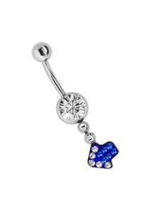 Adelia´s ADELIA ́S Damen Bauchnabelpiercing "Piercing Bauchnabelpiercing", blau, Chirurgiestahl, Piercings, Banane mit 8 mm Zirkoniakugel in klar