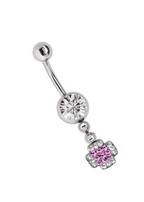 Adelia´s ADELIA ́S Damen Bauchnabelpiercing "Piercing Bauchnabelpiercing", rosa, Chirurgiestahl, Piercings, Banane mit 8 mm Zirkoniakugel in klar