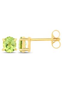 VIRA JEWELS Damen Paar Ohrstecker "925-Sterling Silber vergoldet Glänzend Peridot grün", ONE-SIZE, 0,8 ct, Silber 925 (Sterlingsilber), gelb, Silber