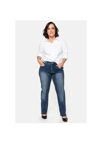 Stretch-Jeans sheego "Große Größen" Gr. 100, Langgrößen, blau (blau denim) Damen Jeans Bauch-weg-Effekt