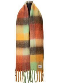 Chillouts Damen XXL-Schal "Gero Scarf", orange, modisch, kariert, mehrfarbig, Kunstfaser, Modetücher, mit dicken Fransen