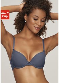 Nuance Damen Schalen-BH, Gr. 90, blau, Spitze, Microtouch, Obermaterial: 85% Polyamid, 15% Elasthan, feminin, BHs, im Rücken aus Spitze, Cups aus