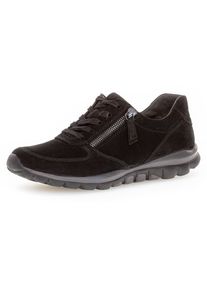 Damen Keilsneaker, Gabor Rollingsoft, Gr. 39, schwarz, Nubukleder, unifarben, sportlich, Schuhe, Freizeitschuh, Halbschuh, Schnürschuh mit