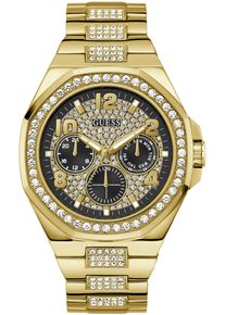 Guess Herren Multifunktionsuhr "EMPIRE", gold, Armbanduhren, Quarzuhr, Armbanduhr, Herren, Datum, 12/24-Std.-Anzeige,Kristallsteine