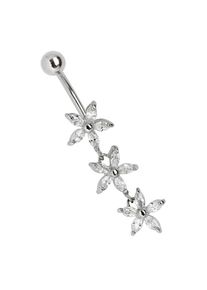 Adelia´s ADELIA ́S Damen Bauchnabelpiercing "Piercing Bauchnabelpiercing", transparent, Chirurgiestahl, Piercings, Drillingkette mit Blumenmotiv