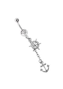 Adelia´s ADELIA ́S Damen Bauchnabelpiercing "Piercing Bauchnabelpiercing", transparent, Chirurgiestahl, Piercings, Anhänger aus Pewter in Silber platiniert