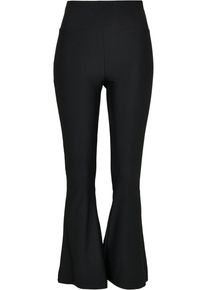 Urban Classics Damen Leggings "Urban Classics Damen Ladies High Waist Rib Boot Cut Leggings", schwarz, Gr. XS, unifarben, 86% Polyamid, 14% Elasthan,