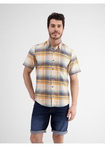 Lerros Herren Kurzarmhemd "Lerros Halbarmhemd mit Karomuster", gelb, Gr. S, 100% Baumwolle, Hemden